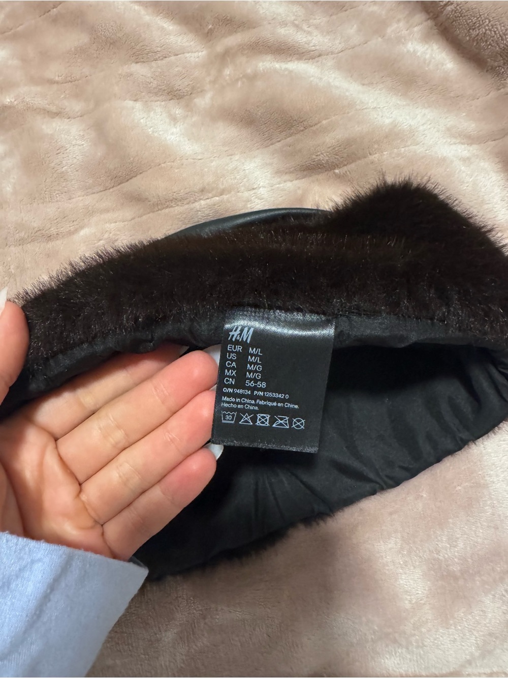 H&M Black Faux Fur Headband